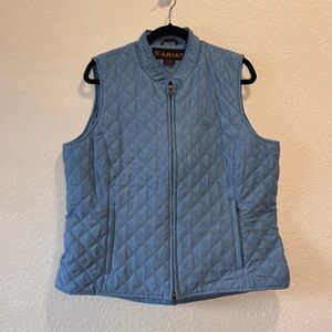 Ariat Light Blue Quilted Butterfly Lined Vest Womens XL
